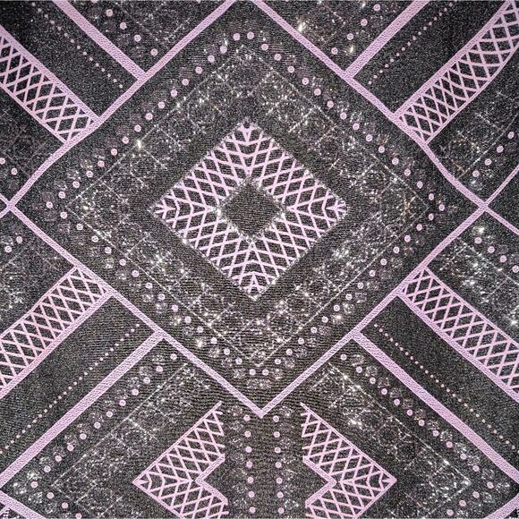 Vince Camuto Women's Black Purple Geometric Print Glitter Shift Dress 14 - Picture 10 of 16